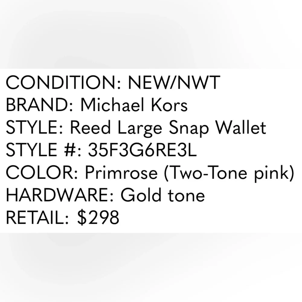NWT MICHAEL KORS Reed Large Snap Wallet – Primrose (Two-Tone Pink)